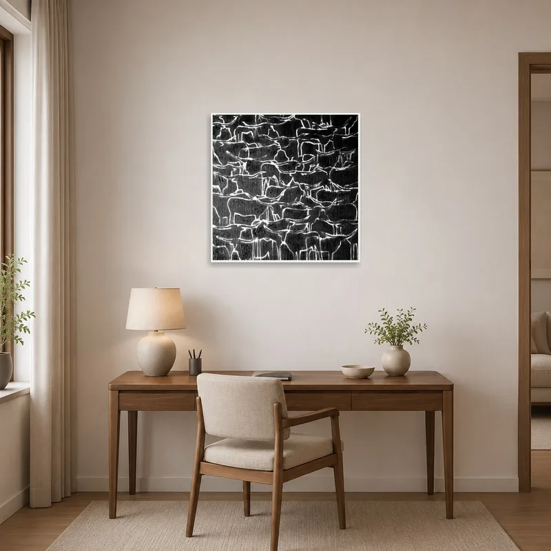 Animal pattern artwork inspires creativity in the home office.