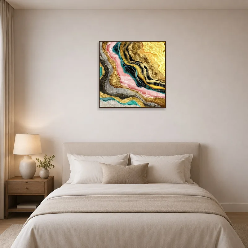 Luxurious geode design bringing sophistication to a bedroom.