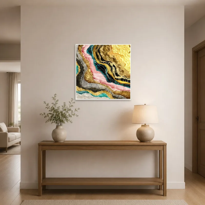 Elegant abstract design welcoming guests in an entrance hall.