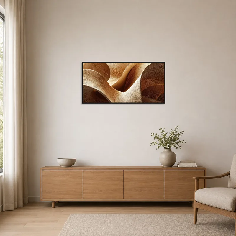 Organic curves art complements the clean lines of a minimalist room.