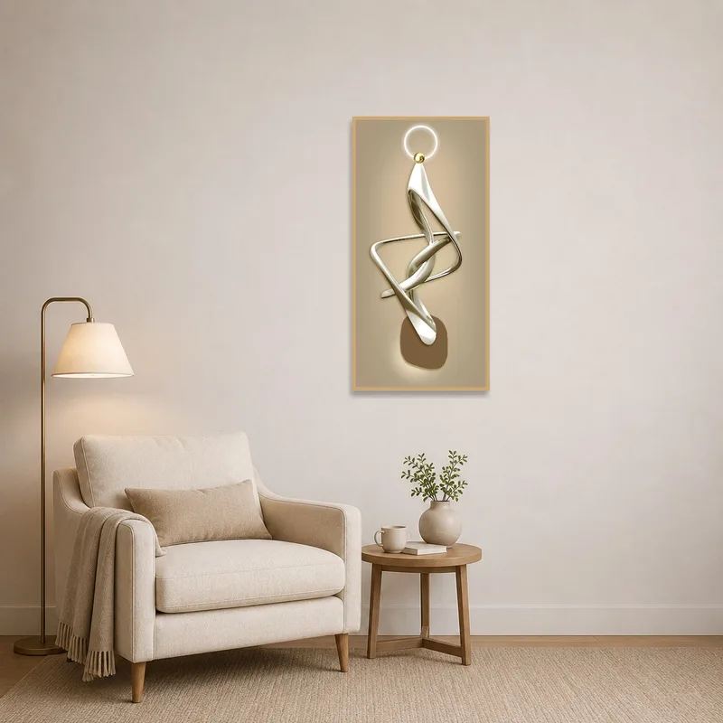 A sculptural abstract adds focus to the cozy reading corner.