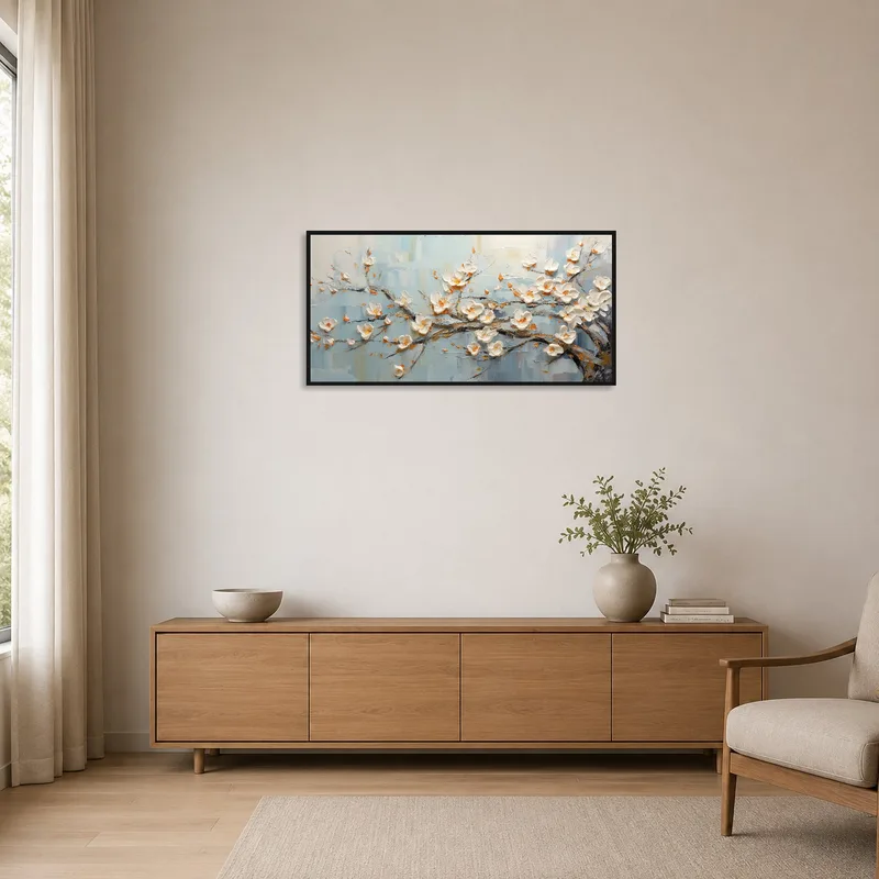 Serene Blossom piece elevating a minimalist room's calm vibe.