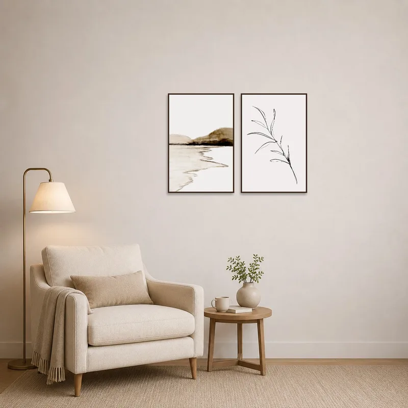 Reading corner enhanced by a serene landscape, fostering a tranquil reading environment.