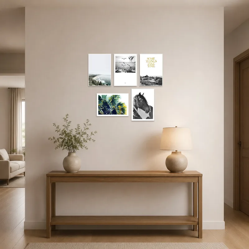 Entrance hall enhanced by soothing nature and wildlife photography.