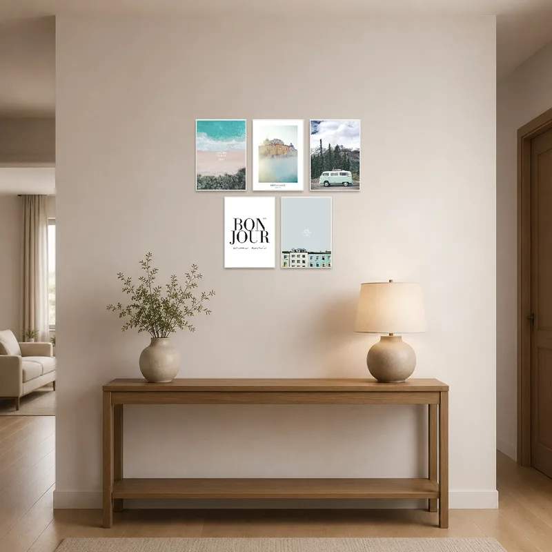 Typography art set welcoming guests in an entrance hall.