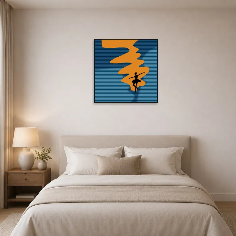 Silhouette Ballet Dancer elevating a serene bedroom setting above the bed.