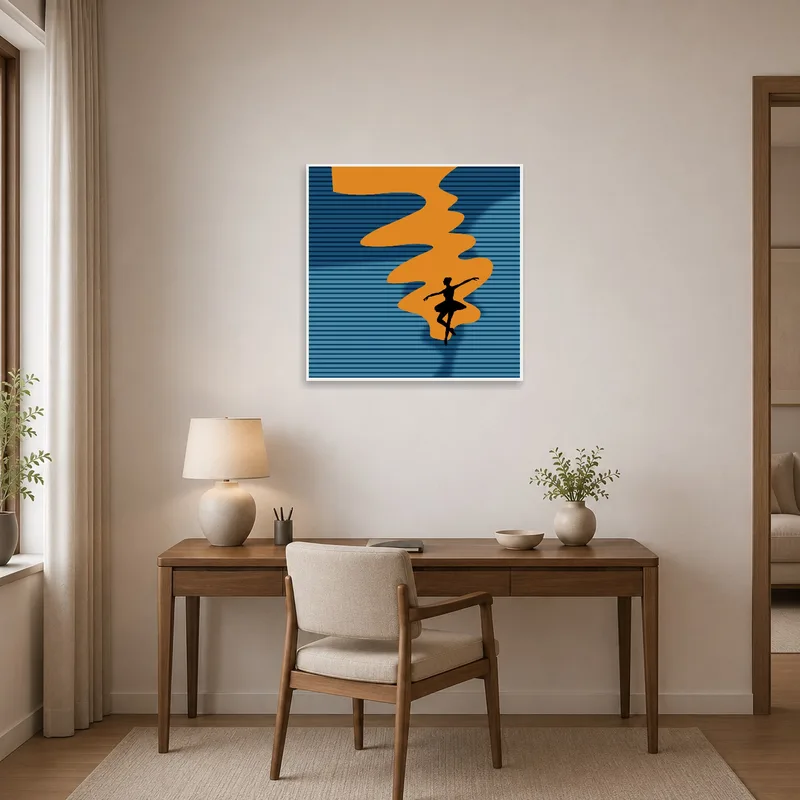 Silhouette Ballet Dancer adding elegance to a productive home office space.