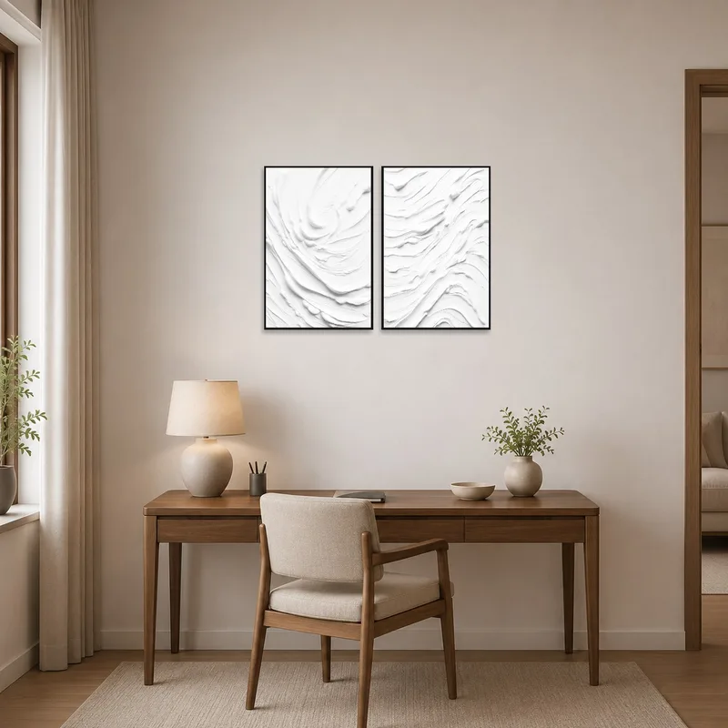 White abstract set brings elegance to a professional home-office.