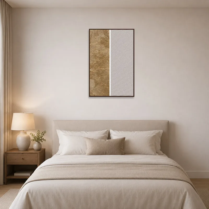 Dual panel art creating a calming vibe in a bedroom setting.