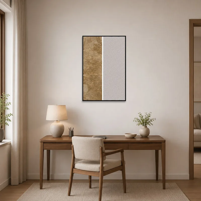 Textured abstract print bringing style to a home office space.