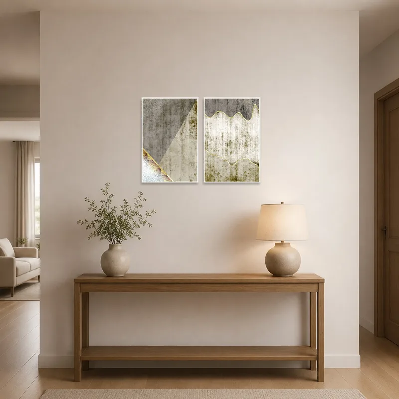 Entrance hall features textured geometric and organic forms welcoming guests.