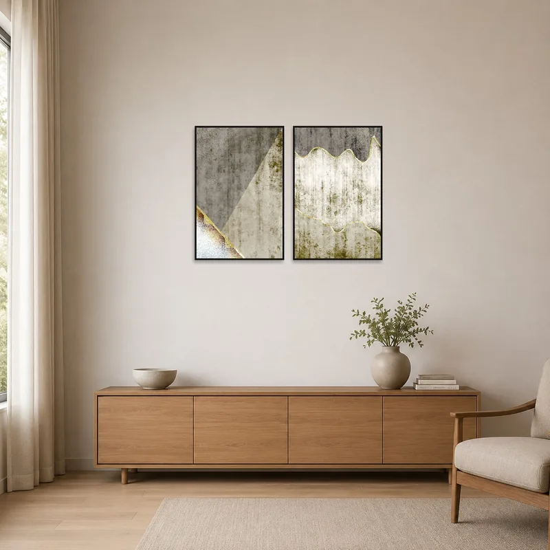 Minimalist room enhanced by the subtle texture of geometric and organic shapes.
