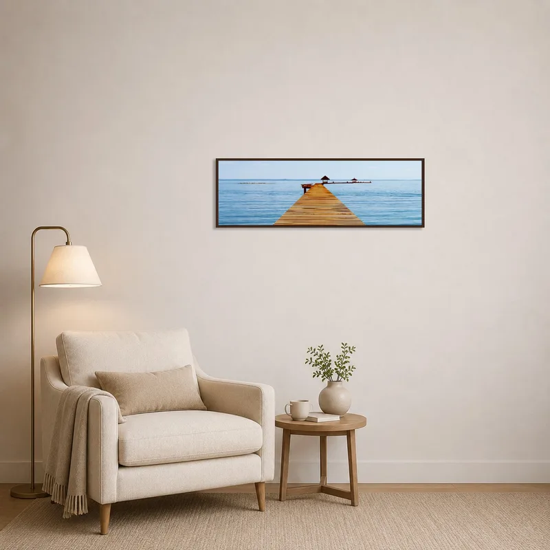 In a reading corner, the pier art inspires calm reflection.