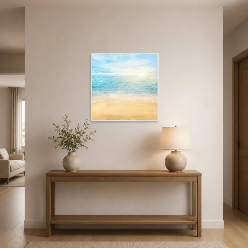 Seascape print welcomes guests at the entrance hall.