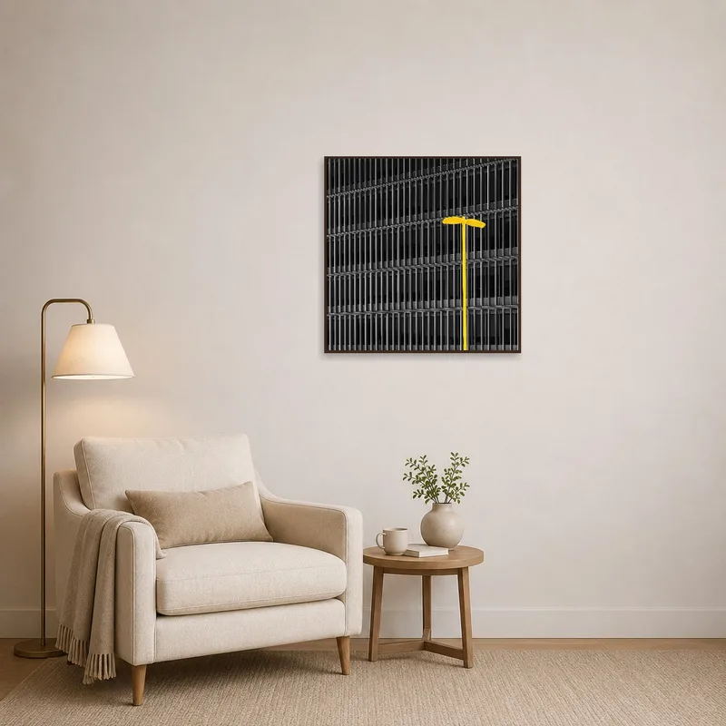 Urban city art adds an intriguing aspect to a cozy reading nook.