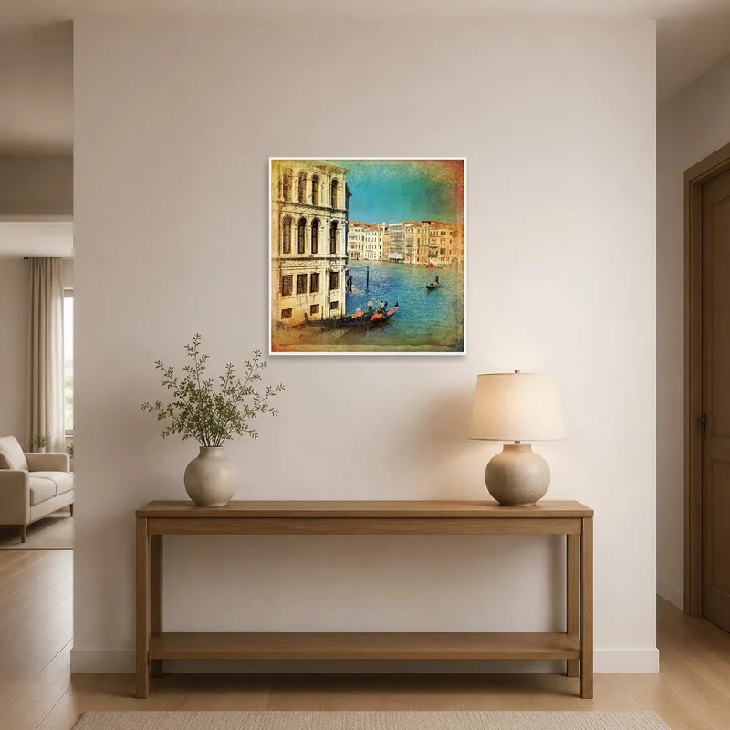 Canal scene greets visitors in an inviting entrance hall.