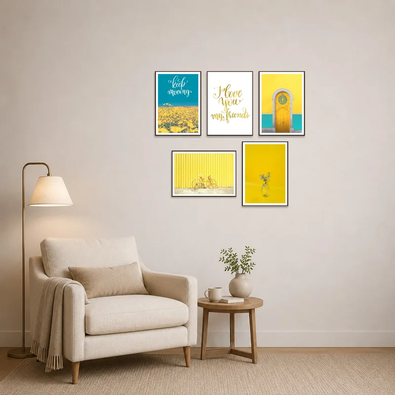 Art set adorns a quiet reading corner, adding energy and motivation.