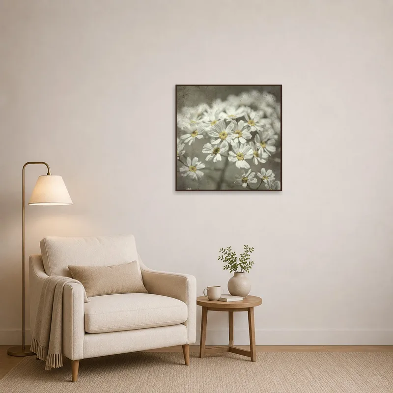 Floral art adds charm to a comfy reading corner.