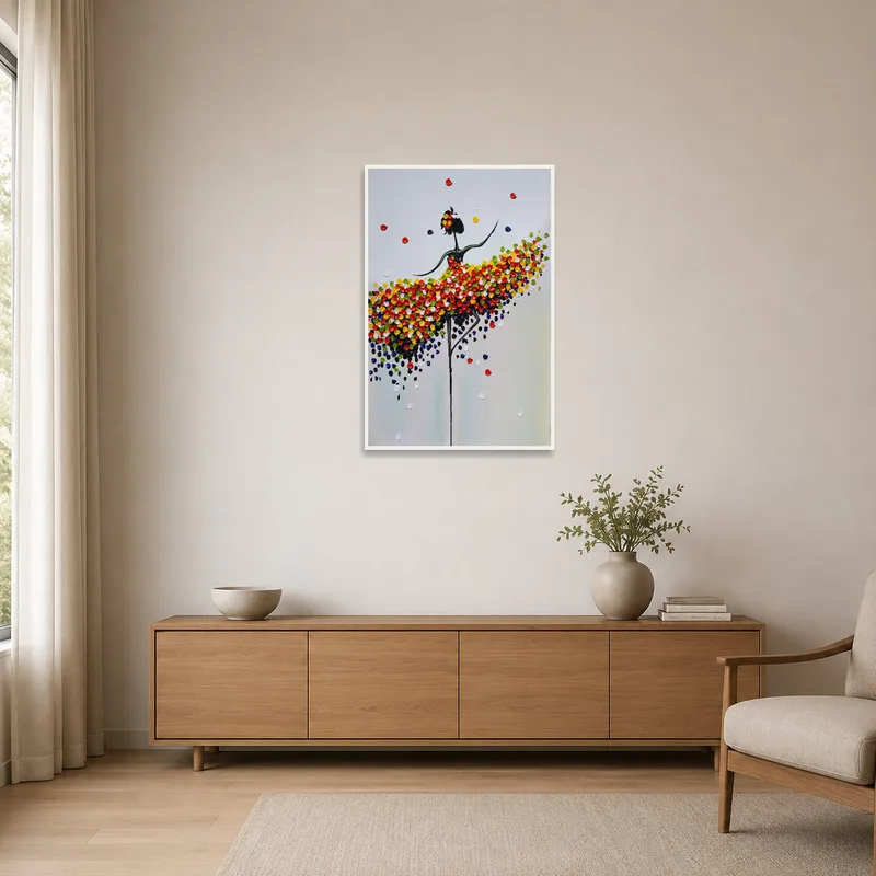 The lively ballerina piece adds charm to a minimalist decor.